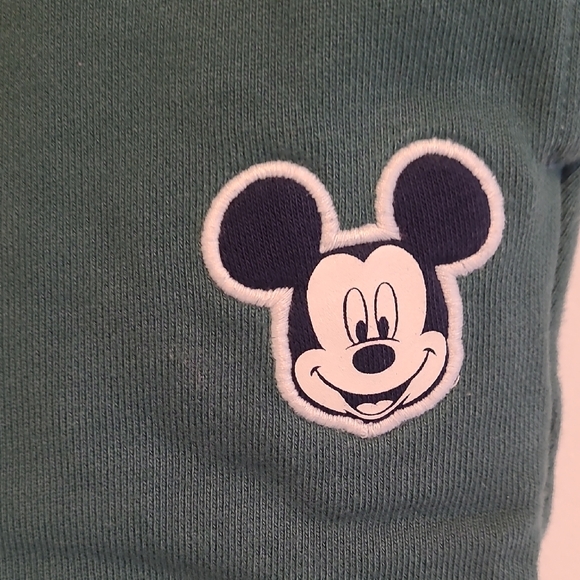 Baby GAP Disney Green Kids Sweatpants with Mickey Patch - Picture 2 of 9
